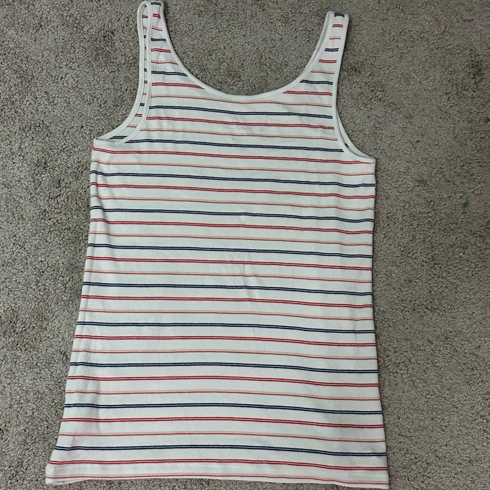 women’s L White and multi-coloured striped tank top #stripes